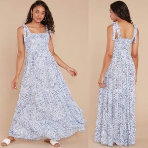 Blue multi-print maxi dress